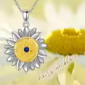 wholesale 925 Sterling Silver Sunflower Compass Pendant Necklace Wholesale with Blue Stone - Nautical s for Women-0-2