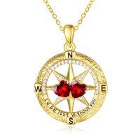wholesale 925 Sterling Silver Compass Pendant with Birthstones for Women-01-01-Jan-Jan