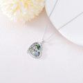 wholesale 925 Sterling Silver I Love You Forever Chihuahua Abalone Heart Pendant Necklace With Cubic Zirconia-0-4
