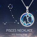 wholesale 925 Sterling Silver Blue Crystal Aquarius Constellation Pendant Necklaces for Women Astrology Gifts-0-4