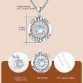 wholesale 925 Sterling Silver Compass Necklace With Rainbow Moonstone And Engraved Quote-0-2