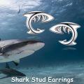 wholesale 925 Sterling Silver Shark Stud Earrings 3D Design Jewelry for Women Girls Gift Idea Minimalist Fashion Accessories Hypoallergenic Safe Nickel Free  Posts and Backs (Shark)-0-4