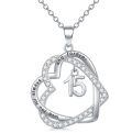 TOUPOP Sterling Silver Heart Pendant Necklace with Stone-0-0