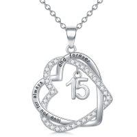 TOUPOP Sterling Silver Heart Pendant Necklace with Stone-undefined