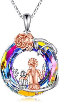 wholesale TOUPOP Gift For New Mom Gift For Wife 925 Sterling Silver Rose Necklace For Mom Sister Wife Necklace Jewelry Gift For Mom Birthday Mother’s Day Valentine's Day Pregnancy Christmas Gift -undefined