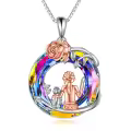 TOUPOP Sterling Silver Rose Necklace with Zircon Jewelry Gift-0-0