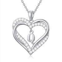 TOUPOP Sterling Silver Heart Initial A-Z Letter Pendant Necklace Gift for Women-undefined
