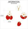 wholesale 925 Sterling Silver Red Strawberry Pendant Necklace with White Flower and Green Leaves-0-3