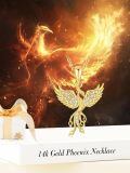 TOUPOP 14K Gold Crystal Phoenix Necklace 16" For Women-0-3