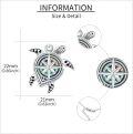 wholesale 925 Sterling Silver Compass Sea Turtle Pendant Necklace with Black Enamel Accents and Chain for Women Men-0-3