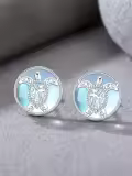 wholesale 925 Sterling Silver Moonstone Yoga Lotus Tree Of Life Sea Turtle Butterfly Celtic Knot Elephant Stud Earrings-0-1