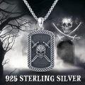 wholesale 925 Sterling Silver Blackened Gothic Skull Crossed Axes Pendant Necklace for Men Women Halloween s-0-1