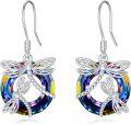 wholesale TOUPOP Dragonfly Gifts For Women Sterling Silver Dragonfly Earrings With Circle Crystal Dragonfly Dangle Drop Earrings Jewelry Gifts For Women Mom Birthday Christmas -0-0