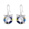 TOUPOP Sterling Silver Crystal Dragonfly Circle Dangle Drop Earrings-0-0