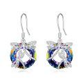 TOUPOP Sterling Silver Crystal Dragonfly Circle Dangle Drop Earrings-0-0