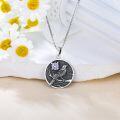 wholesale Silver Synthetic Stone Raven Pendant Crow Round Necklace Gift for Women-0-37