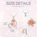 wholesale 925 Sterling Silver Rose Gold Plated Heart-Shaped Flower Pendant with Cubic Zirconia Necklaces for Women-0-4