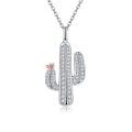 wholesale 925 Sterling Silver Cactus Necklace with Abalone Shell Pendant Plant Nature Jewelry for Women Mom Grandma Cactus Lover-0-0
