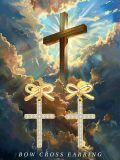 wholesale Gold 925 Sterling Silver Bow and Cross Stud Earrings for Women - Faith  Ideas-0-5