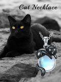 wholesale 925 Sterling Silver Cat Moonstone Pendant Necklace-0-5