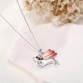wholesale 925 Sterling Silver Superhero Flying Pig Rose Gold Cape Pendant Necklace For Women-0-3
