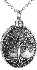 wholesale 925 Sterling Silver Tree of Life Oval Keepsake Pendant with Chain and Fill Kit-0-6