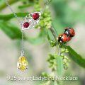 wholesale 925 Sterling Silver Ladybug & Yellow Stone Pendant Lariat Necklace for Women-0-4