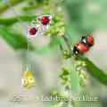 wholesale 925 Sterling Silver Ladybug & Yellow Stone Pendant Lariat Necklace for Women-0-4