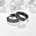 wholesale Titanium Metal Celtic Knot Huggie Hoop Earrings for Men 23mm Diameter - 925 Sterling Silver Tone Finish-0-1