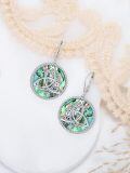 wholesale 925 Sterling Silver Celtic Triquetra Knot Abalone Shell Drop Earrings-0-2