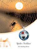 TOUPOP Sterling Silver Crystal Spider Pendant Necklace Gothic Jewelry-0-4