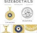wholesale 925 Sterling Silver Evil Eye Pendant Necklace Blue Enamel Greek Key Design Gold Plated Chain s for Women-0-2