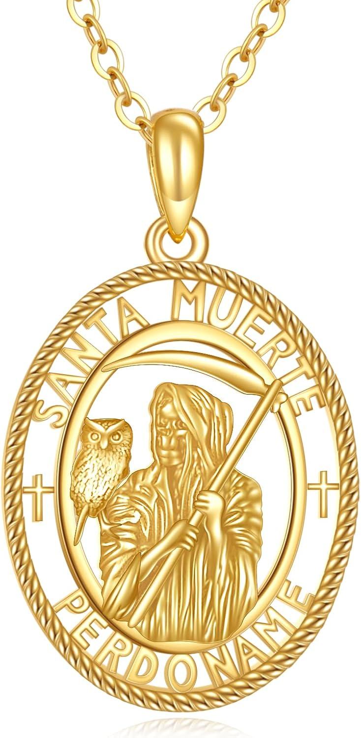  14K Solid Gold Religious Protector Pendant Necklace Jewelry Gift -0-0