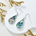 wholesale 925 Sterling Silver Abalone Shell Flower Dangle Drop Teardrop Earrings-0-1