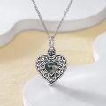 wholesale 925 Sterling Silver Heart-Shaped Moss Agate and Turquoise Cremation Jewelry Urn Pendant Necklace-0-2