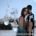 wholesale 925 Sterling Silver Celtic Knot Moonstone Leverback Drop Earrings-0-2