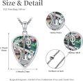 wholesale 925 Sterling Silver Guitar Pick Shaped Necklace with Abalone Shell and Musical Notes for Musicians-0-5