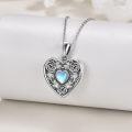 wholesale 925 Sterling Silver Heart-Shaped Photo Locket Pendant with Blue Stone and Rose Design Chain Necklace for Women's s on Mother¡¯s Day-0-1