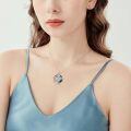 TOUPOP Sterling Silver Blue Crystal M Initial Butterfly Rose Necklace-0-3