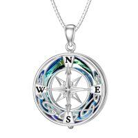 TOUPOP Sterling Silver Celtic Knot Compass Necklace Gift-undefined
