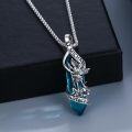 wholesale 925 Sterling Silver Blue Quartz Saint Michael Angel Protect Us Pendant Necklace-0-1