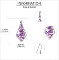 wholesale 925 Sterling Silver Purple Floral Cubic Zirconia-Shaped Drop Earrings-0-3