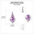 wholesale 925 Sterling Silver Purple Floral Cubic Zirconia-Shaped Drop Earrings-0-3