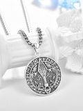 wholesale 925 Sterling Silver Gothic Witch's Knot Pendant with Triple Moon and Hexagram Elements - 36 Chain-0-1