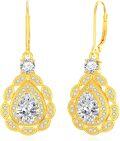 wholesale Gold 925 Sterling Silver Cubic Zirconia Teardrop Dangle Earrings for Women-0-0