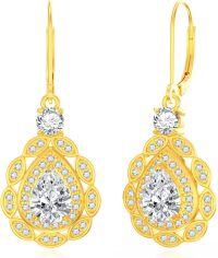 wholesale Gold 925 Sterling Silver Cubic Zirconia Teardrop Dangle Earrings for Women-Gold Dangle 1
