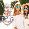 wholesale 925 Sterling Silver Cherry Blossom Heart I Love You Sister Pendant Necklace-0-1
