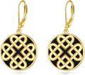 wholesale 925 Sterling Silver Black Enamel Celtic Knot Drop Earrings Irish  for Her-0-0