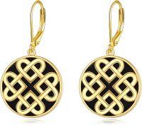 wholesale 925 Sterling Silver Black Enamel Celtic Knot Drop Earrings Irish  for Her-F style-celtic earrings
