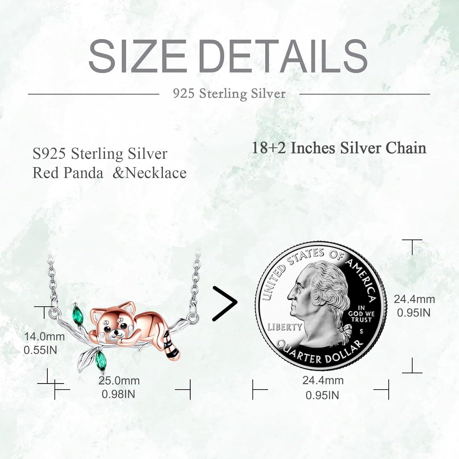 wholesale 925 Sterling Silver Green Garnet Red Panda Charm Necklace for Women Girls  45cm Chain Length-0-4